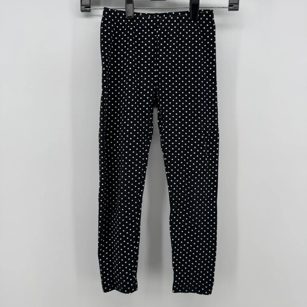 Gymboree Ribbed Knit‎ Leggings Size 7 Black White Polka Dot Cotton Pants Skinny
